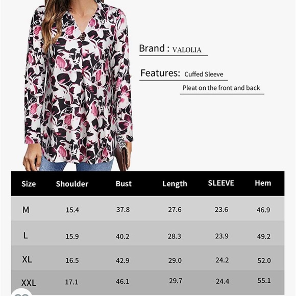 NWOT Women’s Collared Long Sleeve V-Neck Blouse - XL - Picture 14 of 15